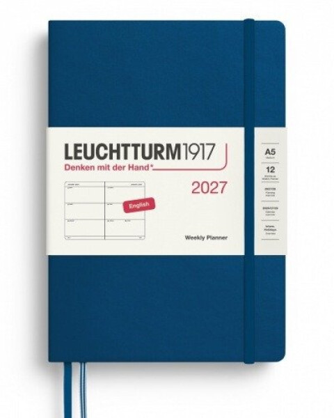 Týdenní plánovač Indigo, Medium A5 2027, anglicky
