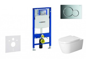 GEBERIT - Duofix Set předstěnové instalace, klozetu ME by Starck a sedátka softclose, tlačítko Sigma01, lesklý chrom SANI11CP1109