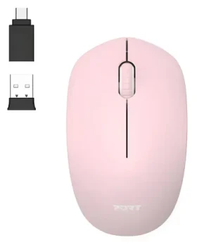PORT CONNECT Wireless COLLECTION růžová / Bezdrátová myš / USB-A/USB-C dongle / 2,4 GHz / 1600 DPI (900541)