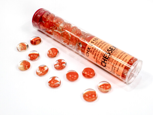 Chessex Gaming Glass Stones in Tube Catseye Orange (žetony) – 40 ks