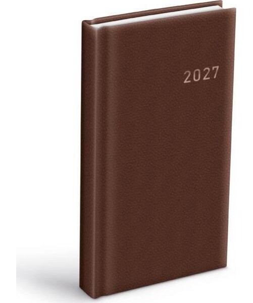Diář 2027 D802 PVC tmavě hnědý 90x170mm