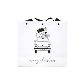 Eulenschnitt Vánoční dárková taška Christmas Car 26 × 28 cm, bílá barva, papír