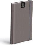 Diář 2027 T806 PU šedý s gumkou 90x170mm