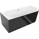 MEXEN/S - Mia volně stojící rohová vana levá 160 x 80, bílá/černá, sifon a přepad zlatá 52691608075L-50