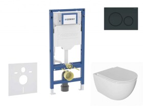 GEBERIT - Duofix Set předstěnové instalace, klozetu Oudee a sedátka softclose, tlačítko Sigma20, černá lesk/černá mat SANI11CA5131B