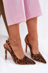 Zdobené Sandály Na Jehlách Panthera Hnědé Kemonia 39