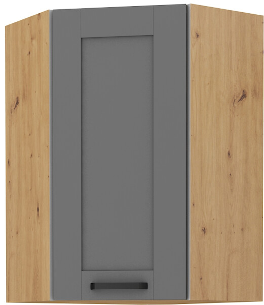 Horní rohová skříňka Luna 60x60 GN-90 1F (45°) Barva korpusu: Dub artisan, Barva dvířek: Dust Grey