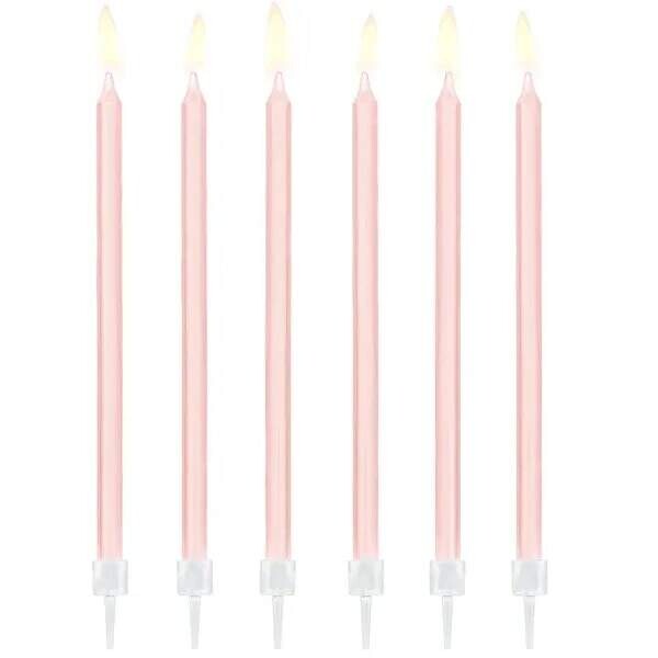 PartyDeco Svíčky růžové 14 cm 12 ks
