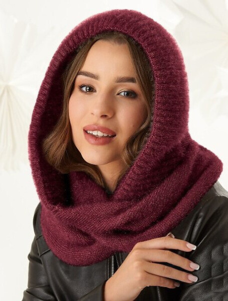 Dámská kapuce s komínem 48-495 Vínová - AJS UNI vínová