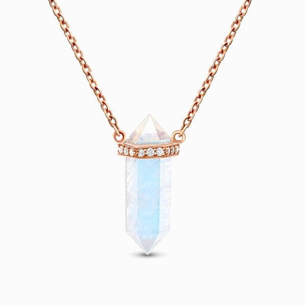 Emporial náhrdelník 14k zlato vermeil DR10001N-ROSEGOLD-MOONSTONE-ZIRCON
