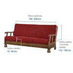 Super strečové potahy NIAGARA cihlová trojkřeslo s dřevěnými rukojeťmi (š. 160 - 200 cm)