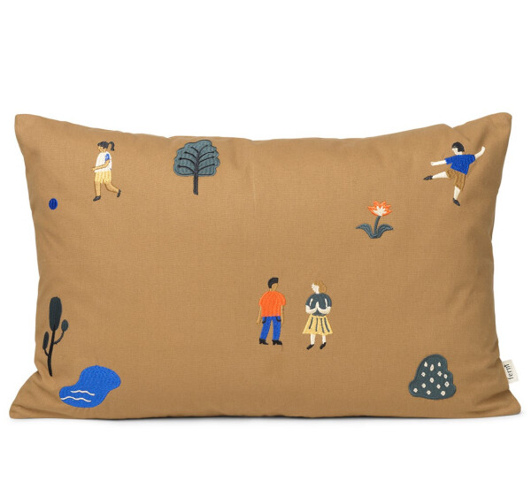 Ferm LIVING Polštář s výplní The Park 60 x 40 cm, hnědá barva, textil