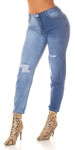 Sexy Highwaist Bi-Color Mom Jeans Použitý vzhled denimblue