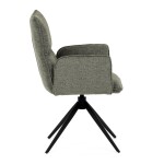 Židle jídelní, zelená látka, 360° vratný mechanismus, černý kov