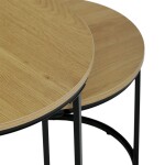 Set 2 ks stolků, MDF deska, dekor divoký dub, kovová podnož, černý lak