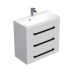Koupelnová skříňka s černou úchytkou a umyvadlem SAT Cube Way 80x76,5x40 cm bílá lesk lesk/mat CUBE2C803BL CUBE2C803BL