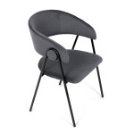 Židle jidelní, šedá látka, černá kovová noha