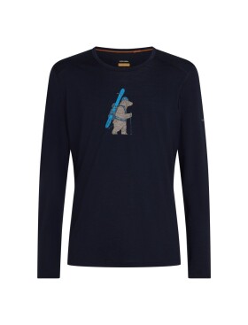 Pánské merino triko s dlouhým rukávem ICEBREAKER Mens 200 Oasis LS Crewe Bear Tour, Midnight Navy velikost: S