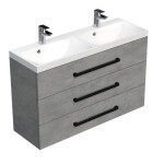 Koupelnová skříňka s černou úchytkou a umyvadlem SAT Cube Way 120x76,5x40 cm beton mat CUBE2C1203BE CUBE2C1203BE