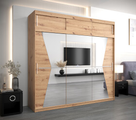 Šatní skříň Abi Ma s nástavcem Barva korpusu: Dub artisan, Rozměry: 250 cm, Dveře: Dub artisan