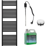 CERANO Koupelnový elektrický radiátorový set Vincenzo - 600W - černá matná - 1330x450 mm