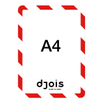 Djois bezpečnostní samolepicí rámeček - Magneto, A4, červeno-bílý, 2 ks