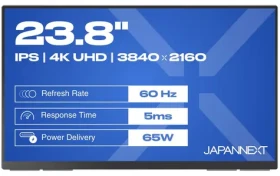 23,8" JAPANNEXT JN-MD-IPS238U-C6 černá / Přenosný monitor / IPS / UHD 3840x2160 / HDMI+USB-C / AMD FreeSync (JN-MD-IPS238U-C6)