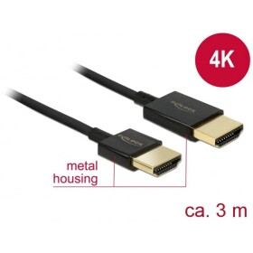 Delock HDMI kabel Zástrčka HDMI-A, Zástrčka HDMI-A 3.00 m černá 84774 4K UHD, pozlacené kontakty HDMI kabel