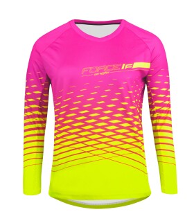 Dres FORCE MTB ANGLE dámský, dlouhý rukáv, růžovo-fluo