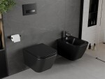 MEXEN - Madox Závěsná WC mísa Rimless včetně sedátka s slow, Duroplast, černá mat 30154070