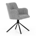 Židle jídelní, šedá látka, černý kov, otočný vratný mechanismus 90°/90° (L/P) - funkce reset