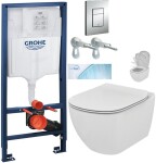 Grohe Rapid SL pro závěsné WC 38528SET s chromovou deskou + WC Ideal Standard Tesi se sedátkem SoftClose, AquaBlade 38772001 TE1