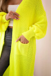 Svetr dlouhý kardigan žlutá neon UNI