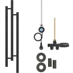 CERANO - Koupelnový radiátorový set Fabiano - kombinované vytápění, wifi tyč - boční jednobodové připojení - 300W - černá matná - 1200x220 mm CER-620246