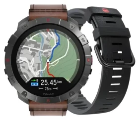 Polar Grit X2 Pro Titanium hnědá, kožený řemínek / Chytré hodinky / Titanové pouzdro / Velikost M/L (GRIT X2 PRO TI LTHR BRNZ M/L)