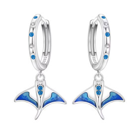Stříbrné visací náušnice Manta - stříbro 925/1000, Modrá