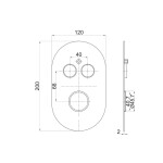 MEREO - Vanový set s termostatickou podomítkovou tlačítkovou baterií - 2-cestná - oválný kryt CB60106TB1