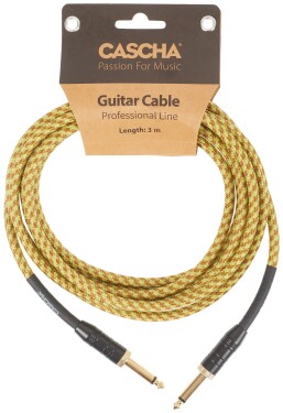 Cascha Professional Line Guitar Cable Straight Tweed Natural 3 m