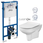 JIKA předstěnový instalační systém bez tlačítka + WC CERSANIT CITY NEW CLEANON + WC SEDÁTKO SLIM H895652 X CI2