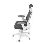 Židle kancelářská, tmavě šedá síťovina MESH, bílý plast, plastový kříž