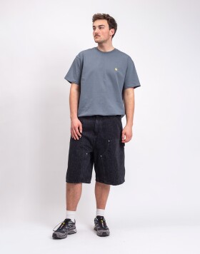 Carhartt WIP OG Double Knee Short Snake Camo, Black heavy stone wash S