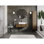 MEXEN/S - Rivel koupelnová skříňka pod umyvadlo 100 cm s deskou, 1 šuplík, reliéf , ořech 91A20-10023-1-BFC86