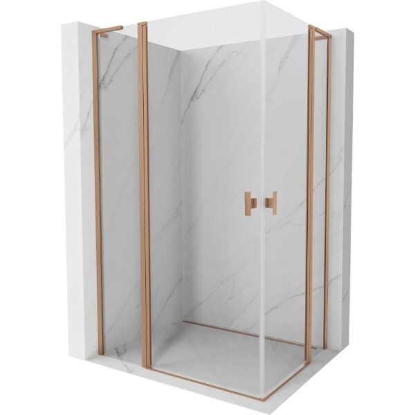 MEXEN/S - Mist L Duo sprchový kout dveře křídlové 115 x 105, transparent, měď kartáčovaná 8A4L-115-105-65-00