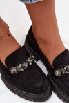 Eko Semišové Mokasíny Dámské S Dekorativní Broží Černé Valiana 39