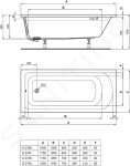 IDEAL STANDARD - Hotline Vana 1700x800 mm, bílá K274701