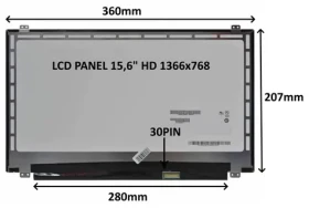 15,6" SIL LCD panel HD matný / Náhradní díl / 1366x768 / 30 PIN / úchyty nahoře a dole / LED (77046770)