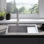 REA - Ocelový dřez Fin BRUSH NICKEL ZLE-06012