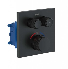 Kielle - Arkas I Termostatická baterie pod omítku, včetně tělesa, pro 2 spotřebiče, matná černá 10611214