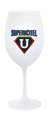 SUPERUČITEL (ZNAK) - bílá sklenice na víno 350 ml
