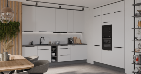 Kuchyňská linka 300x180 cm Aria ANT Barva korpusu: Antracit, Barva dvířek: WH - Crystal white AFM